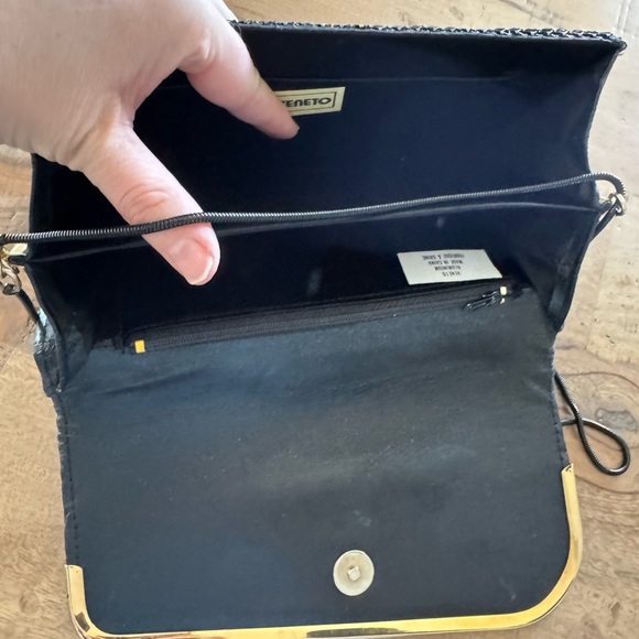 Vintage veneto aluminium Black Chain Mail Mesh Evening Bag Clutch Lined - Picture 10 of 11